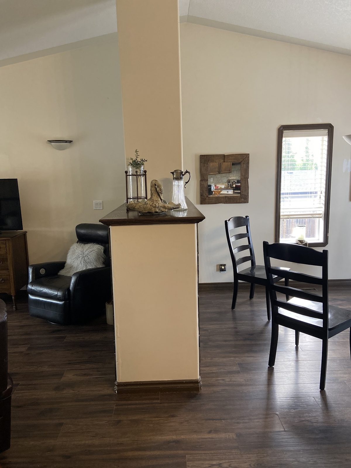 Painted feature wall in an open-plan living space in Red Deer